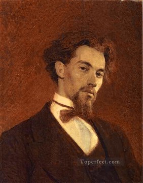  Konstantin Lienzo - Retrato del artista Konstantin Savitsky demócrata Ivan Kramskoi